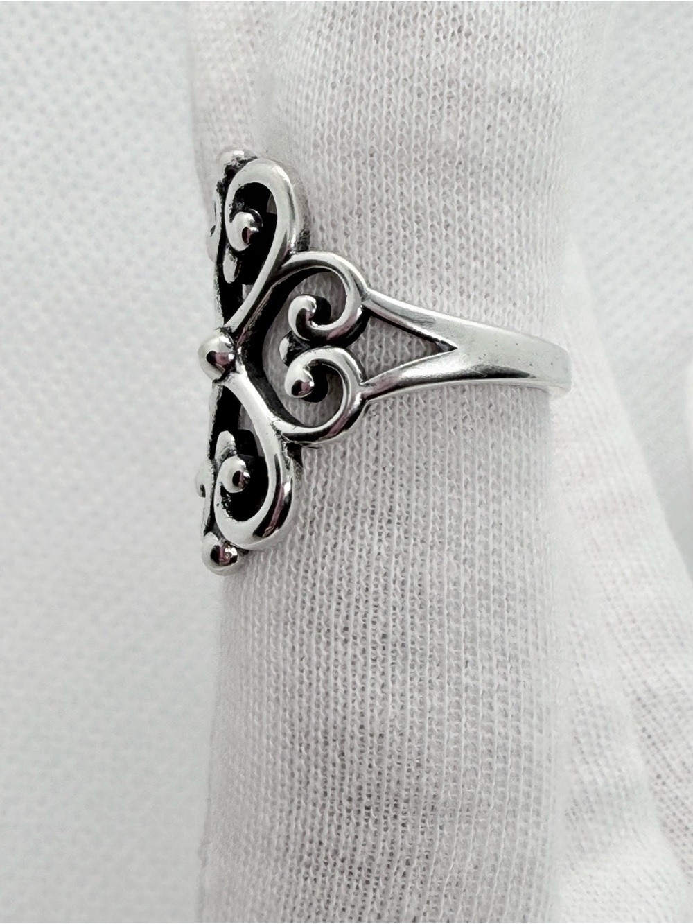 Antique-Style Silver Filigree Women’s Ring - Silver - Picture 4 of 11